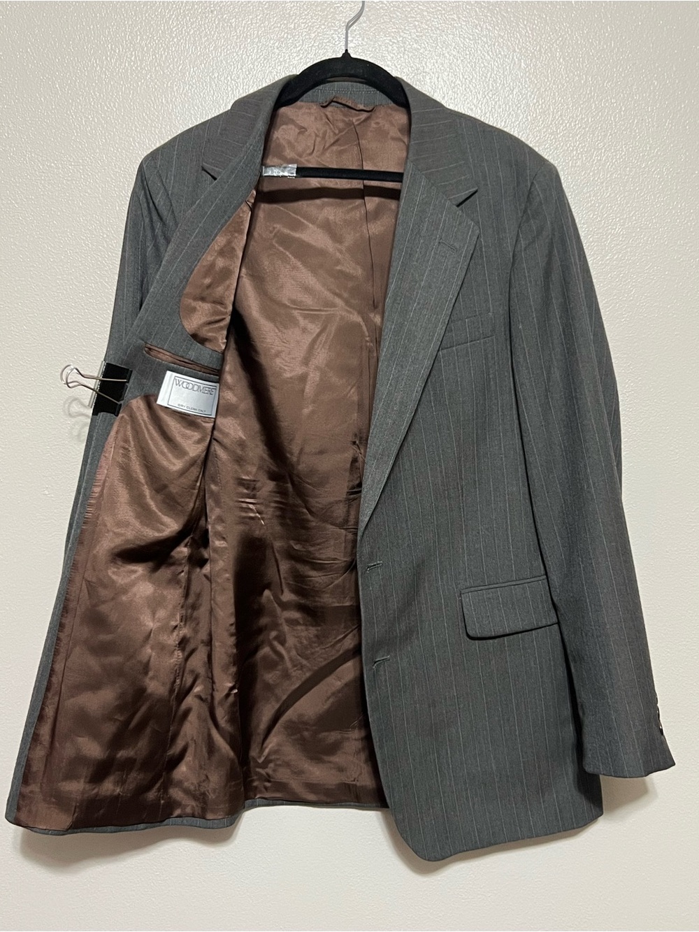 Vintage Woodmere Mens Gray Pinstripe 2 Piece Suit 40 L Jacket & Large Vest